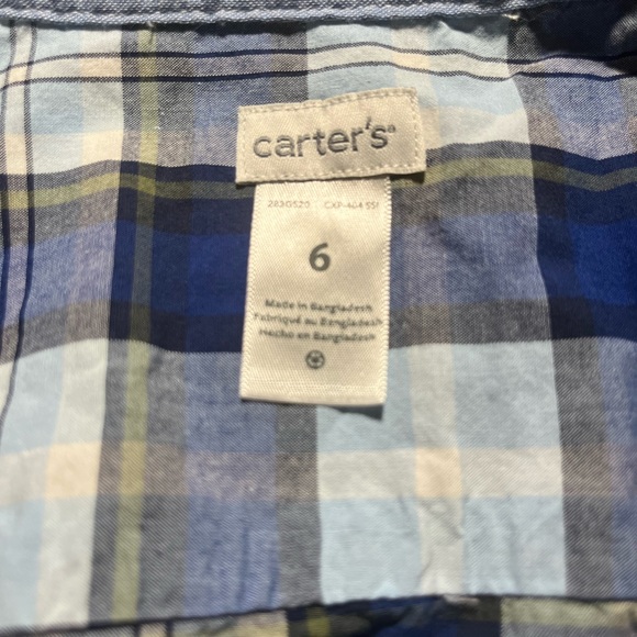 Carter’s Boy’s Plaid Long-sleeve Cotton Button Down Shirt - Picture 3 of 4